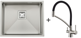 Мийка Quadro 53 Celldecor + Змішувач FKM 3110 Inox Black 8213.401.0049