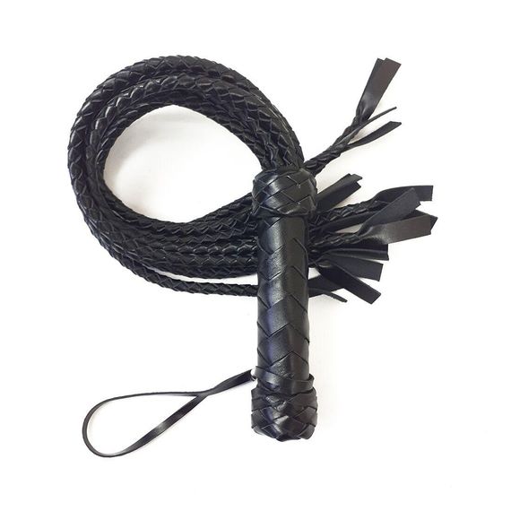 Флоггер Кошка, 9 плетенных хвостов по 50 см, цвет черный | Зображення 5
