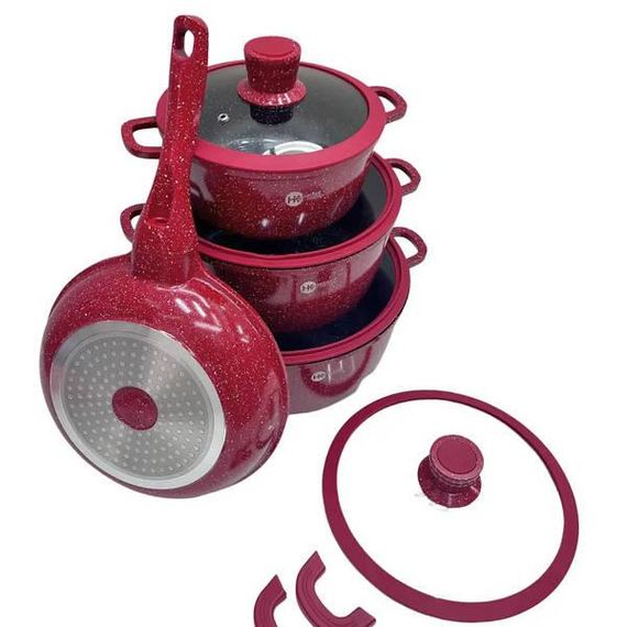 Набір гранітного посуду 10 предметів HIGHER+KITCHEN HK-324 Червоний