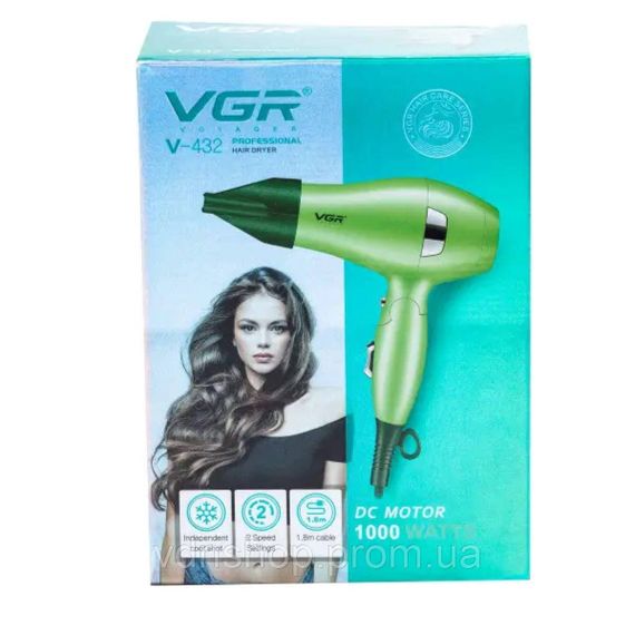 Фен для волосся VGR HPV432 з концентратором 1000 Вт Зелений | Зображення 3