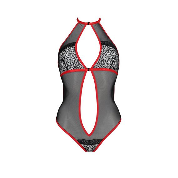 Сітчасте боді з мереживом на грудях Passion SATARA BODY XXL/XXXL red | Зображення 2
