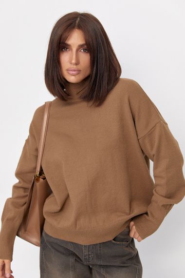 Жіночий гольф oversize - коричневий цвет, ONE SIZE (є розміри) | Зображення 4