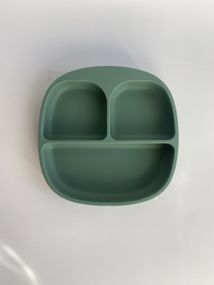 Силіконова секційна тарілка на присосці Квадрат Смарагд