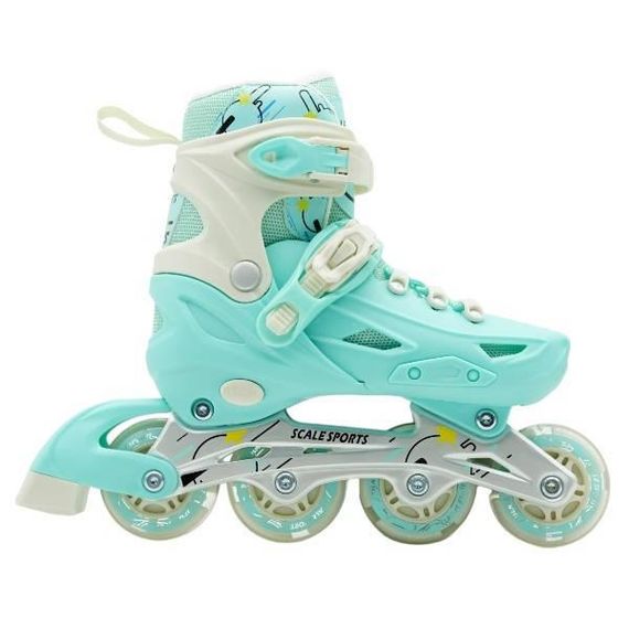 Ролики розсувні дитячі розмір 34-38 Scale Sports Mint LF 605 Бірюзові з білим