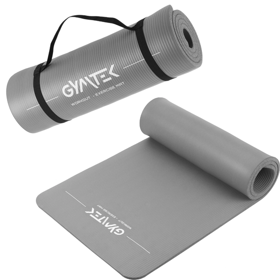 Килимок (мат) для фітнесу Gymtek NBR 1,5см сірій | Зображення 1