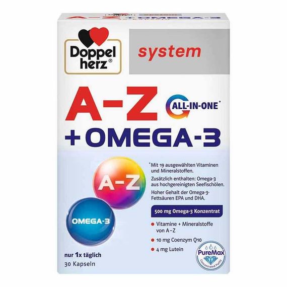 Вітаміни Doppelherz A-Z + Омега-3 — комплекс для імунітету, енергії та здоров’я серця, Німеччина