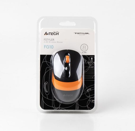 Миша бездротова A4Tech Fstyler FG10 (Orange),  USB, колір чорний+помаранчевий | Зображення 5