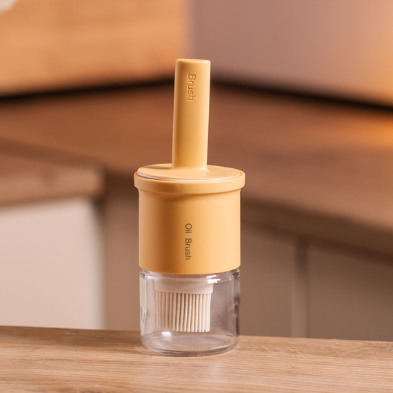 Баночка для олії з пензликом 300 мл диспенсер з пензликом для оливкової, соняшникової олії Жовтий HP-34-11Y | Зображення 5