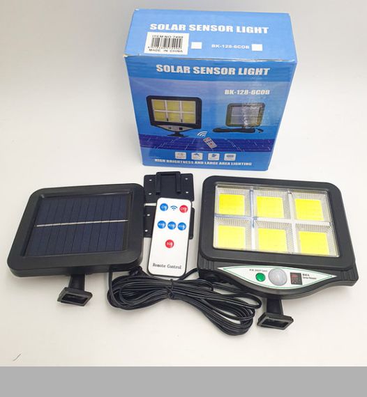 Ліхтар вуличний з сонячною батареєю та датчиком руху XPRO BK-128-6 COB Solar Light (46819-bl-bk-128-6cob_230)
