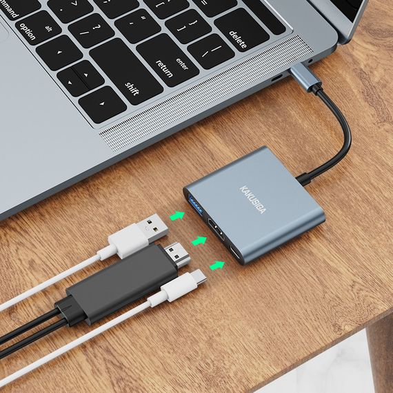 Конвертер USB Hub Kakusiga KSC-750 Type-C на USB 3.0 / HDMI / Type-C PD | Зображення 6