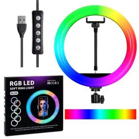 Кольцевая светодиодная лампа RGB LED RING MJ26 26 см с держателем телефона, кольцевая лампа большая