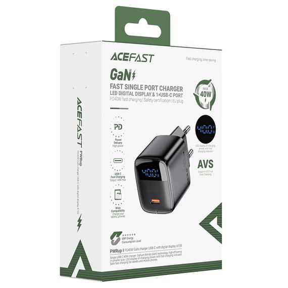 СЗУ Acefast A135 PD40W GaN (1USB-C) Black | Зображення 2