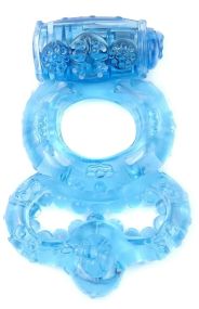 Эрекционное вибро кольцо BOSS Vibrating Duo Cock Ring Blue, BS6700045 Sex Aura