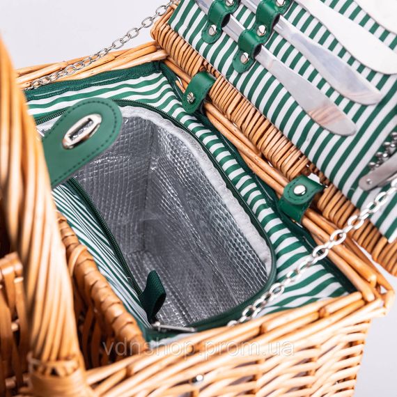 Кошик плетений для пікніка з посудом на 4 персони 48х33х43 см набір посуду туристичний для кемпінгу HP-ZQ-3 | Зображення 3