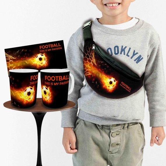 Набор: детская сумка-бананка+кружка Футбол Украина 32х15см,бананка для мальчика футболиста (00997)