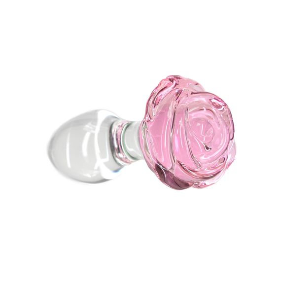 Скляна анальна пробка Pillow Talk Rosy Luxurious Glass Anal Plug, ⌀3,3 см, віброкуля в подарунок | Зображення 1