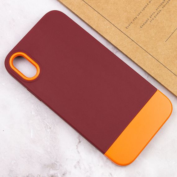 Чохол TPU+PC Bichromatic для Apple iPhone XR (6.1") Силікон, Brown burgundy / Orange | Зображення 3