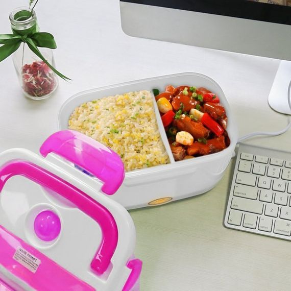Электрический ланч-бокс контейнер Electronic Lunchbox YS 001 40 W с подогревом термос для еды розовый | Зображення 7