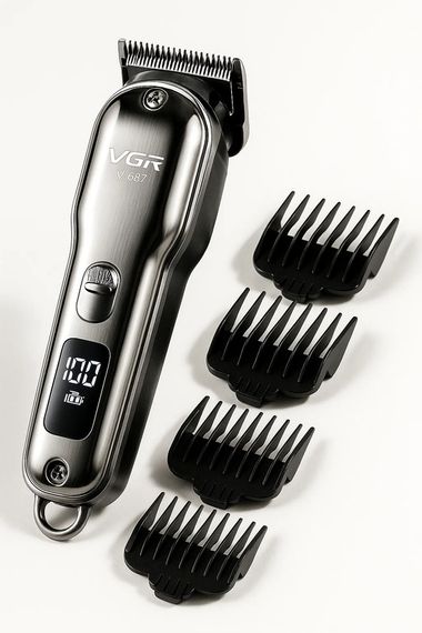 Акумуляторна машинка для стрижки Clipper VGR V-687, LED дисплей, 4 насадки (46230-V-687_738) | Зображення 6