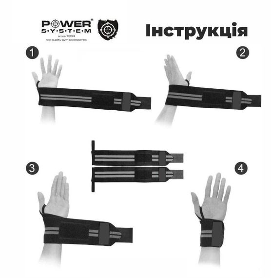 Кистьові бинти Power System PS-3500 Wrist Wraps  Blue/Black | Зображення 2