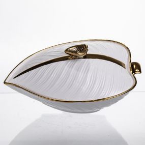 Супниця 800 (мл) каструля 26×18×14 (см) з кришкою Білий з золотом