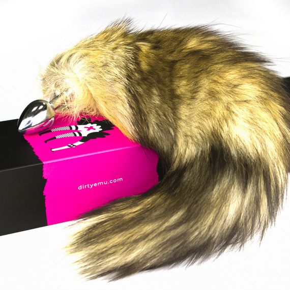 Анальна пробка-хвостик S з натурального хутра BROWN колір коричневий Sex Aura