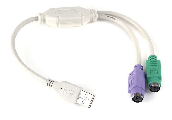 Перехідник Cablexpert UAPS12, USB А-папа/2х PS/2, 30 см кабель