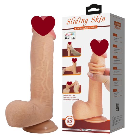 Фаллоимитатор BAILE - Sliding Skin 9,2'' Flesh Suction base TPR sexstyle