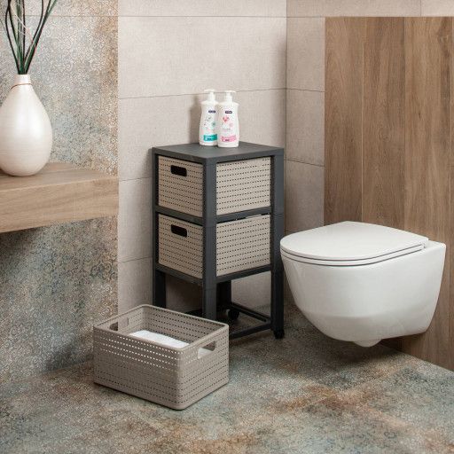 Комод пластиковий на 3 ящики Rotho (Рото) Country (11654) Капучино-сірий | Зображення 9