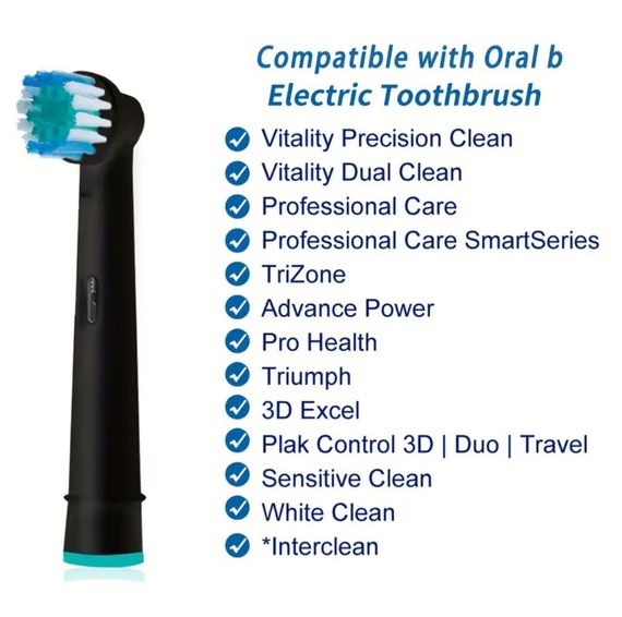 Змінні насадки для електричної зубної щітки Oral-B 16 шт., підходять для Precision Clean, Advance Power та ін. Чорні | Зображення 2