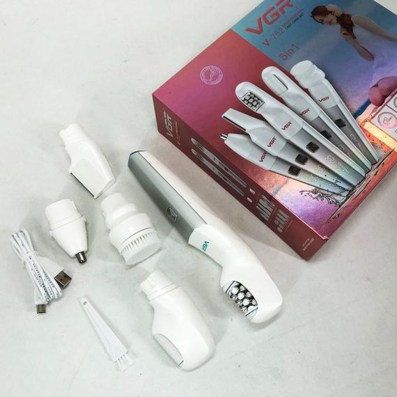 Епілятор VGR 5 в 1 V-752, 5 насадок. Колір: зелений | Зображення 4