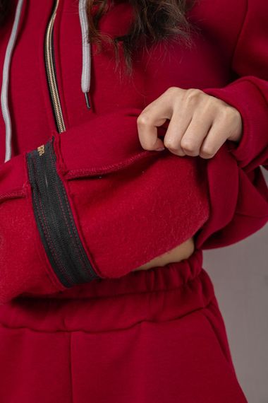 Спортивний костюм жіночий на флісі, колір бордовий, 244R1555 | Зображення 6
