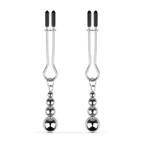 Зажимы для сосков Bedroom Fantasies: Nipple Clamps with Beaded Chain - Silver