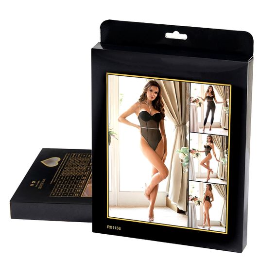 Боді напівпрозоре Star Night з діамантовим поясом, чорне, XL-XXL sexstyle | Зображення 5