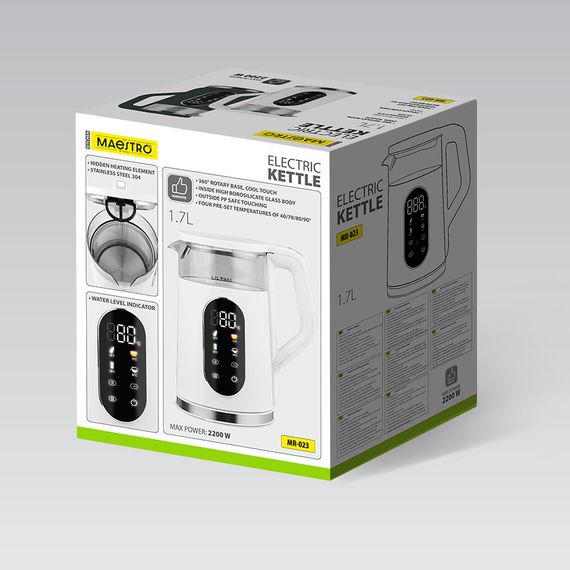 Электрочайник Maestro MR-023-GREEN, 1.7 л, 2200 Вт, с регулировкой температуры | Зображення 6