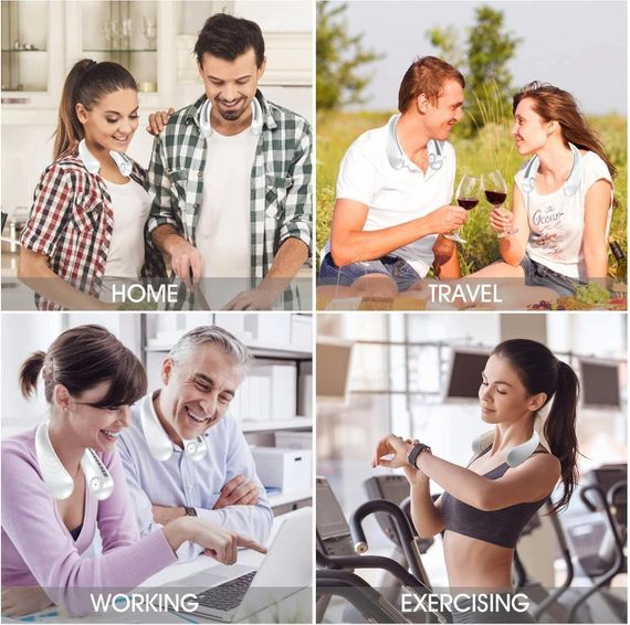 Персональний безлопатевий вентилятор для шиї MQUPIN, портативний вентилятор для шиї, 3 швидкості, регульоване | Зображення 6