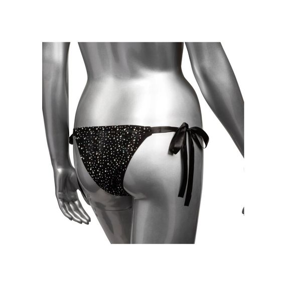 Трусики зі стразами на зав'язках CalExotics Radiance Side-Tie Panties, чорні, One size | Зображення 4