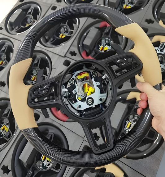 Руль (Карбон-2025 Бежевый) для Porsche Boxster/Cayman 987 2004-2011 гг