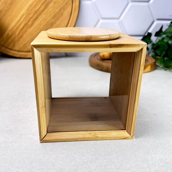 Банка бамбукова Bamboo S GK-5875 для зберігання сипучих продуктів зі скляними стінками 1.7 л Прозорий | Зображення 4