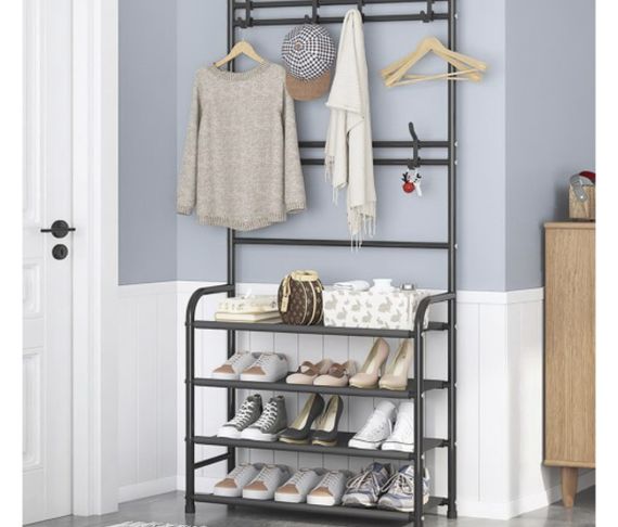 Універсальний вішак для одягу New simple floor clothes rack size 60X29.5X151 см Чорний | Зображення 2