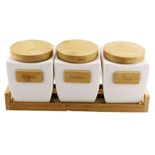 Набір ємностей для сипучих продуктів 3шт 700мл з підставкою Interos PJ01768