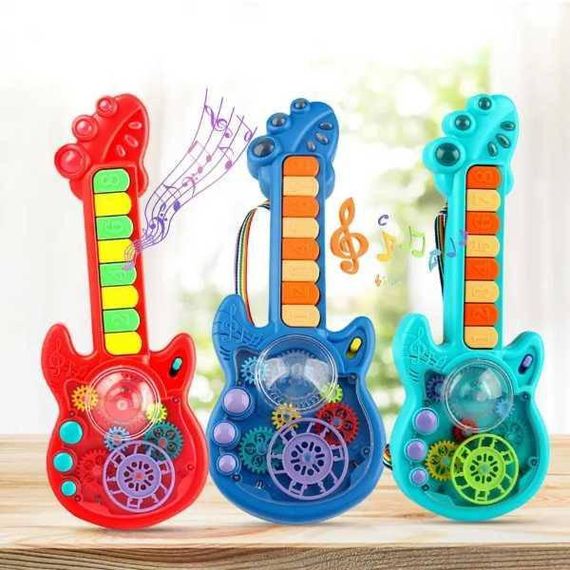 Гітара дитяча з шестернями на батарейках 8 пісень TK Group Синя