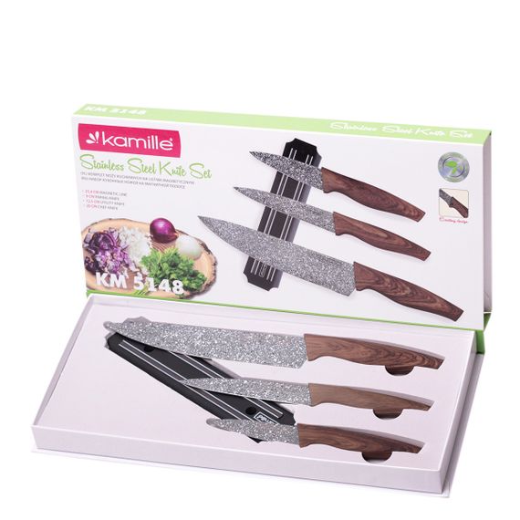 Набір ножів Kitchen knife КОРИЧНЕВАЯ РУЧКА B821 | Зображення 3