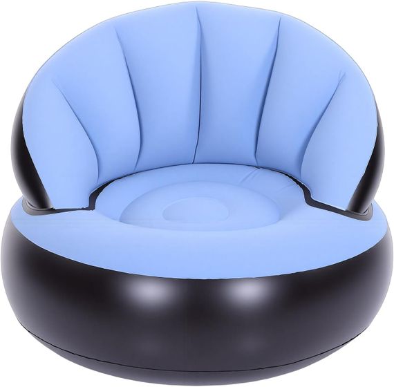 Надувное кресло AIR SOFA  / Надувное велюровое кресло 80×80×67см Голубой | Зображення 2