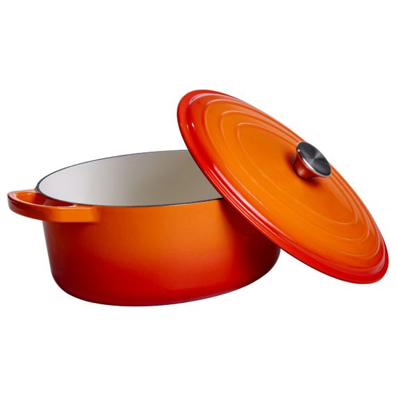 Гусятниця чавунна емальована 6 л, помаранчевий Yiwu HP-FLG-17 ORANGE | Зображення 2