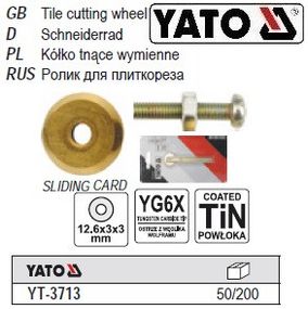 Ролик для плиткорізу з тримачами 126х3х3мм YATO-3713