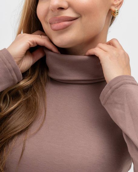 Женская теплая водолазка-гольф полушерсть на термо флисе цвет капучино размер 50 DM09.09 | Зображення 1