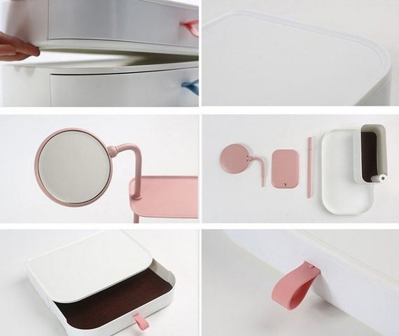 Настольный бокс для хранения косметики с выдвижными ящиками и KS-486 зеркалом органайзер | Зображення 1