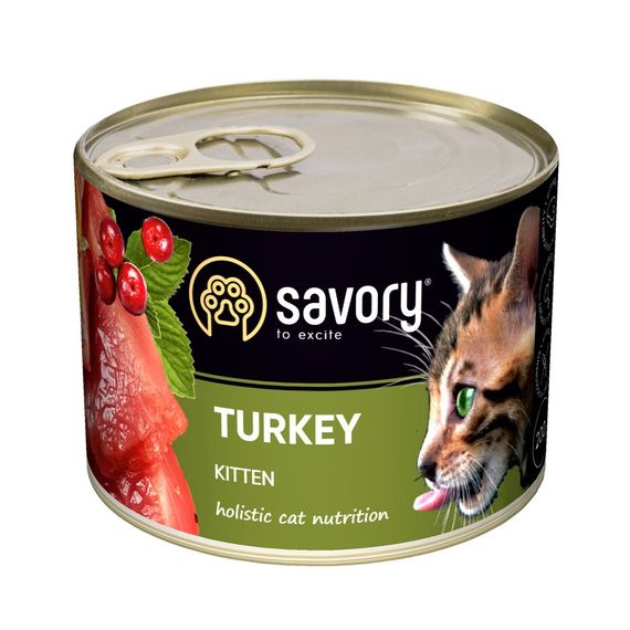 Влажный корм Savory для котят, с индейкой, 200 г