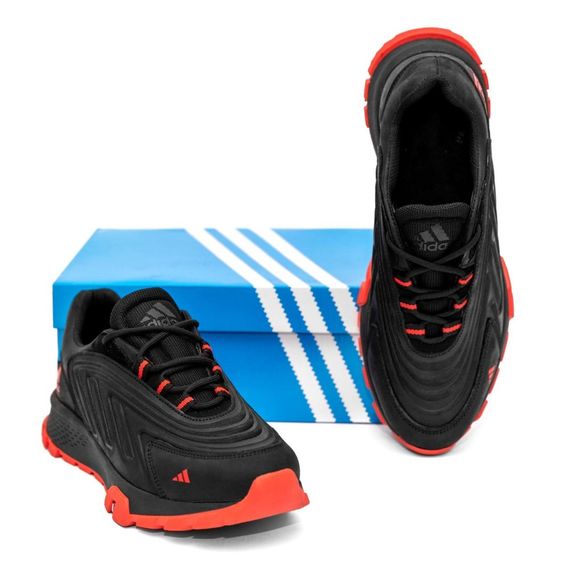 шкіряні кросівки Adidas  колір чорний/ червоний | Зображення 2